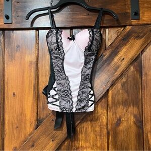 Bodyrage lace up pink and black corset